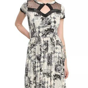 Hot Topic Disney Alice in Wonderland Storybook Print Lace Dress Size Small